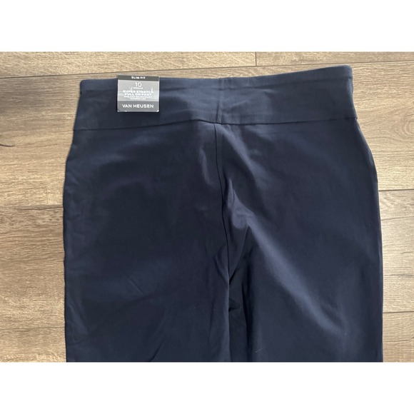 Van Heusen Women's Size 10 Regular Navy Blue Super Stretch Pull On Pants Tapered - Picture 4 of 5